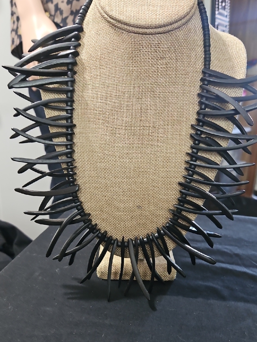 Black Spike Statement Necklace for Women